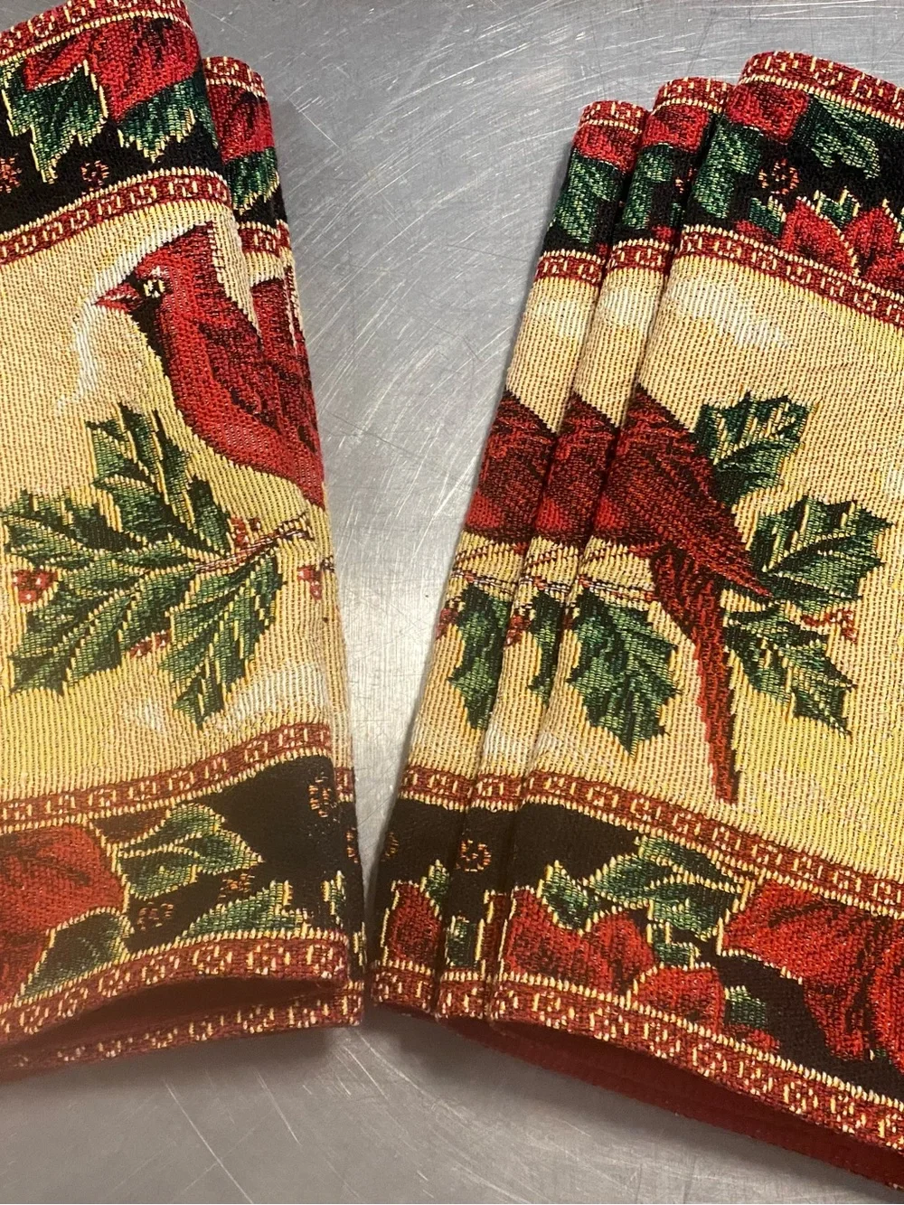 Set of 6 Vintage Tapestry Christmas Cardinal placemats